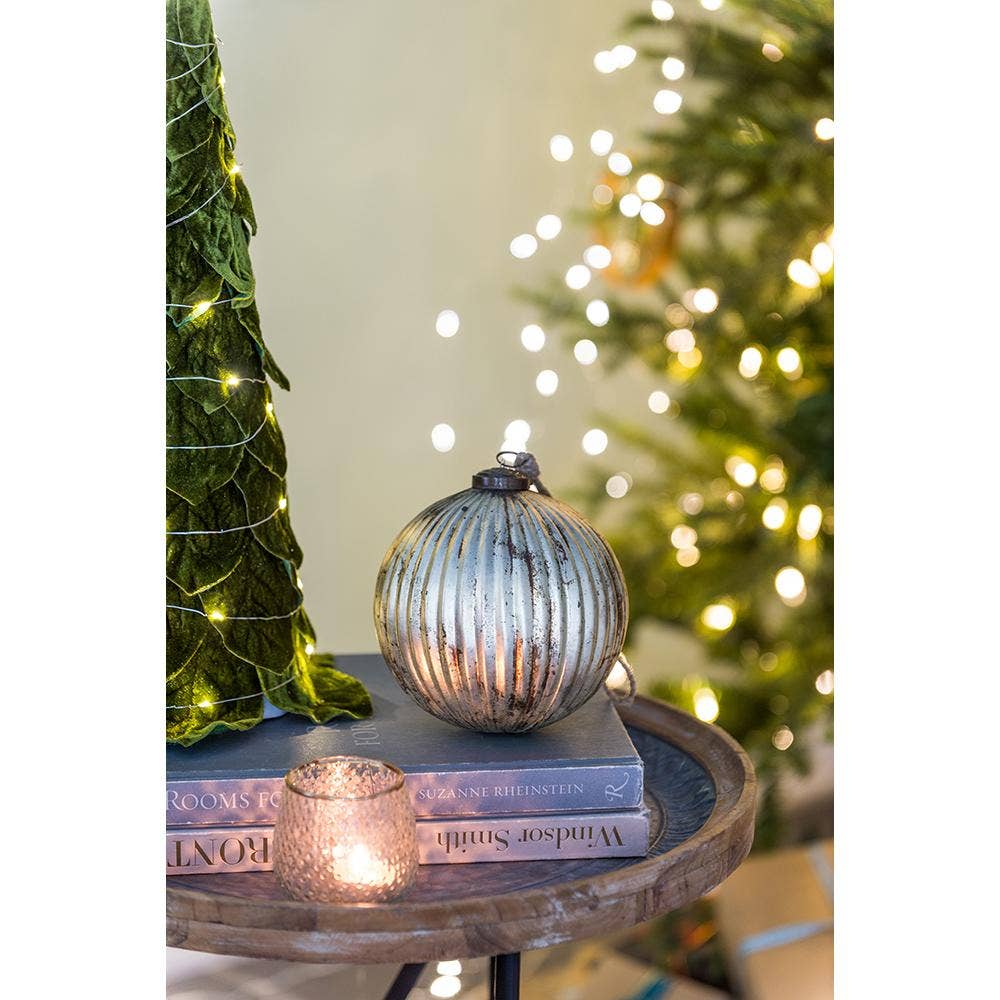A&B Home Group Inc. - Wholesale Ornament - 6"Dia Eclectic Mercury Glass Ball Ornament - Champagne Gold3