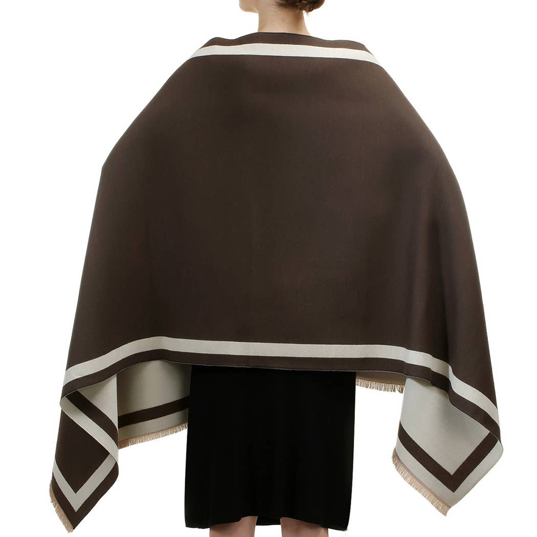 Fashion City - Wholesale Wrap - Women's - Reversible Oversized Border Cashmere Feel Shawl23