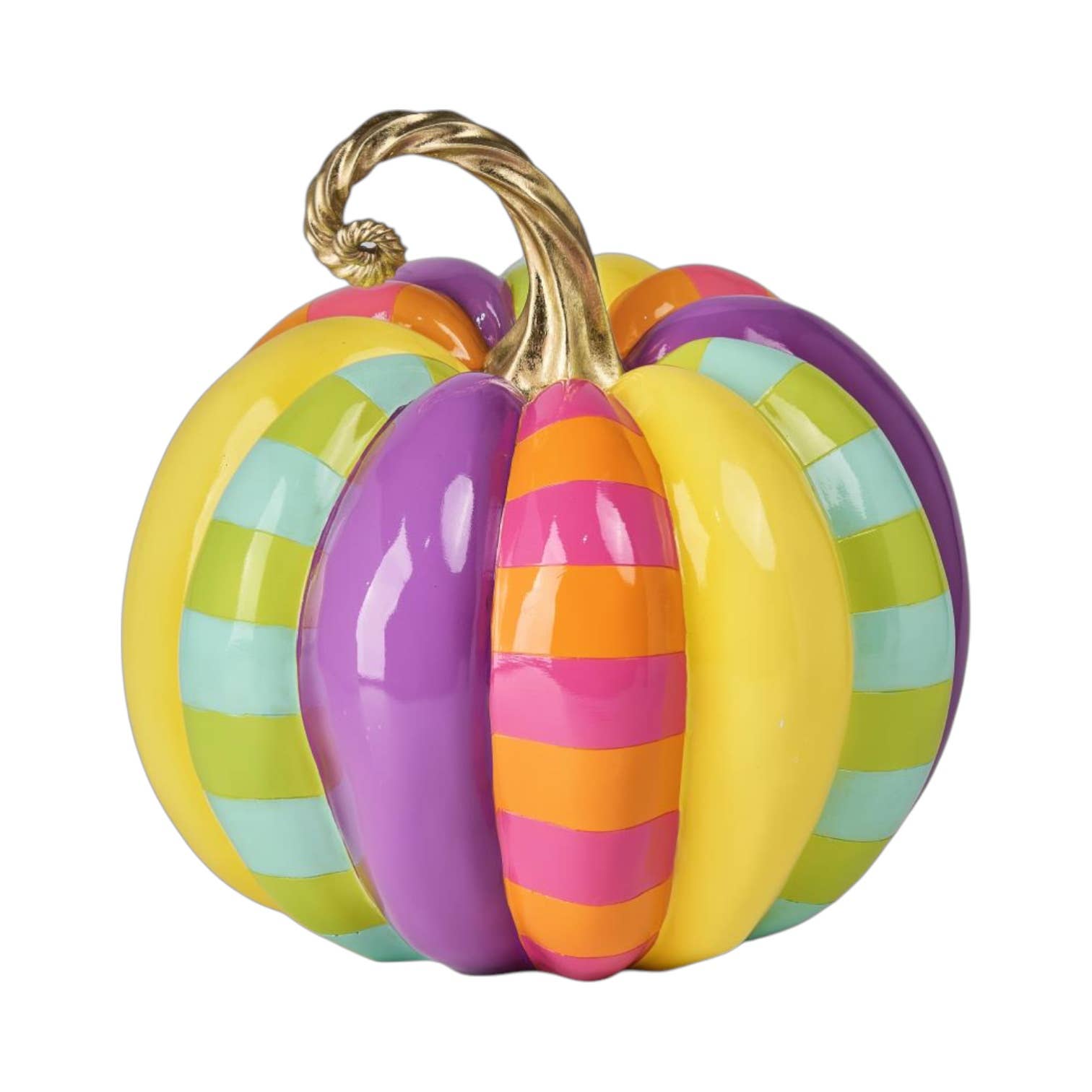 December Diamonds - Wholesale Decorative Tabletop Object - 15in Multi Stripe Pumpkin0
