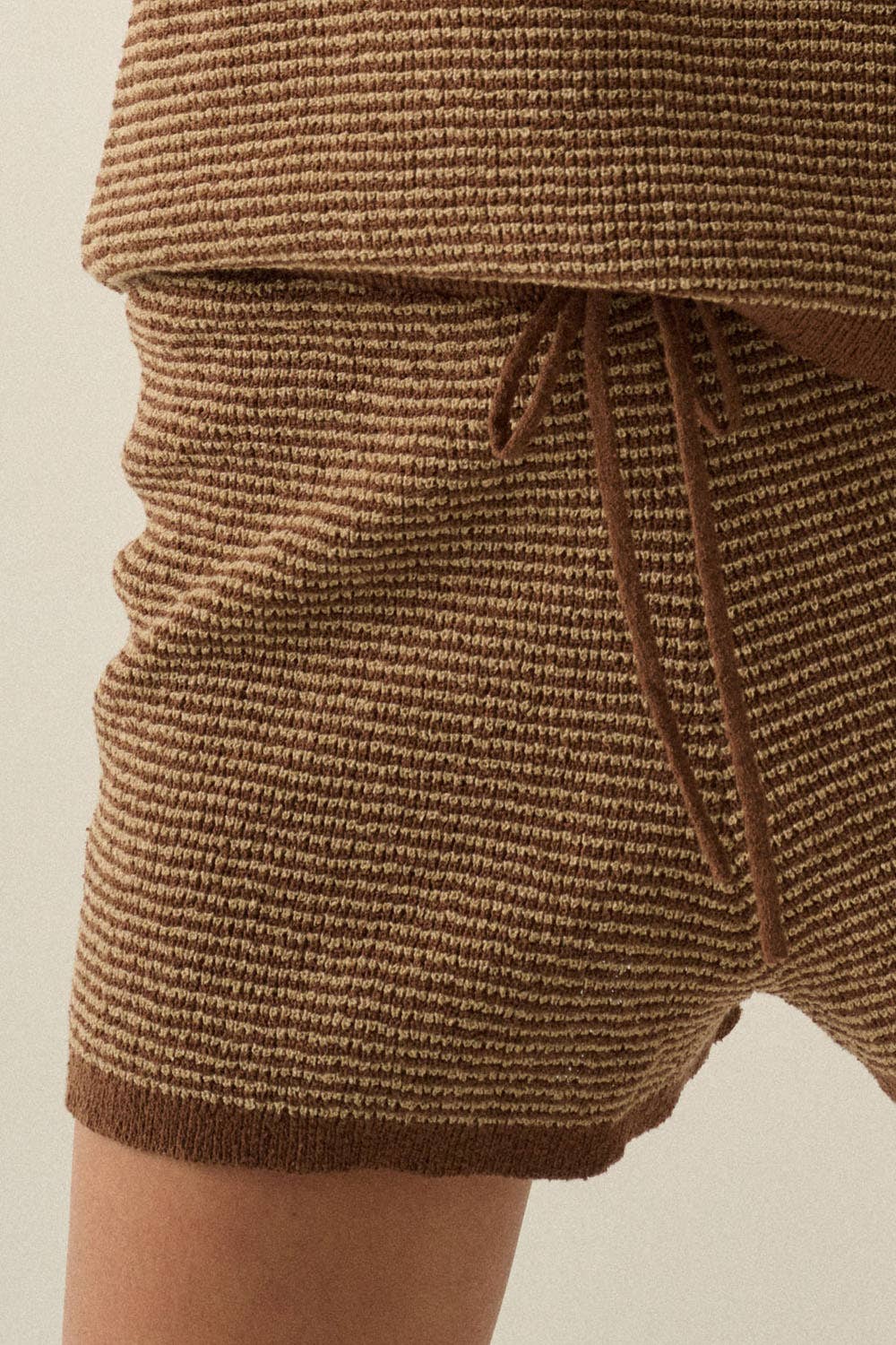 Promesa USA - Wholesale Shorts - Women's - Striped Knit Wide-Leg Drawstring Sweater Shorts14