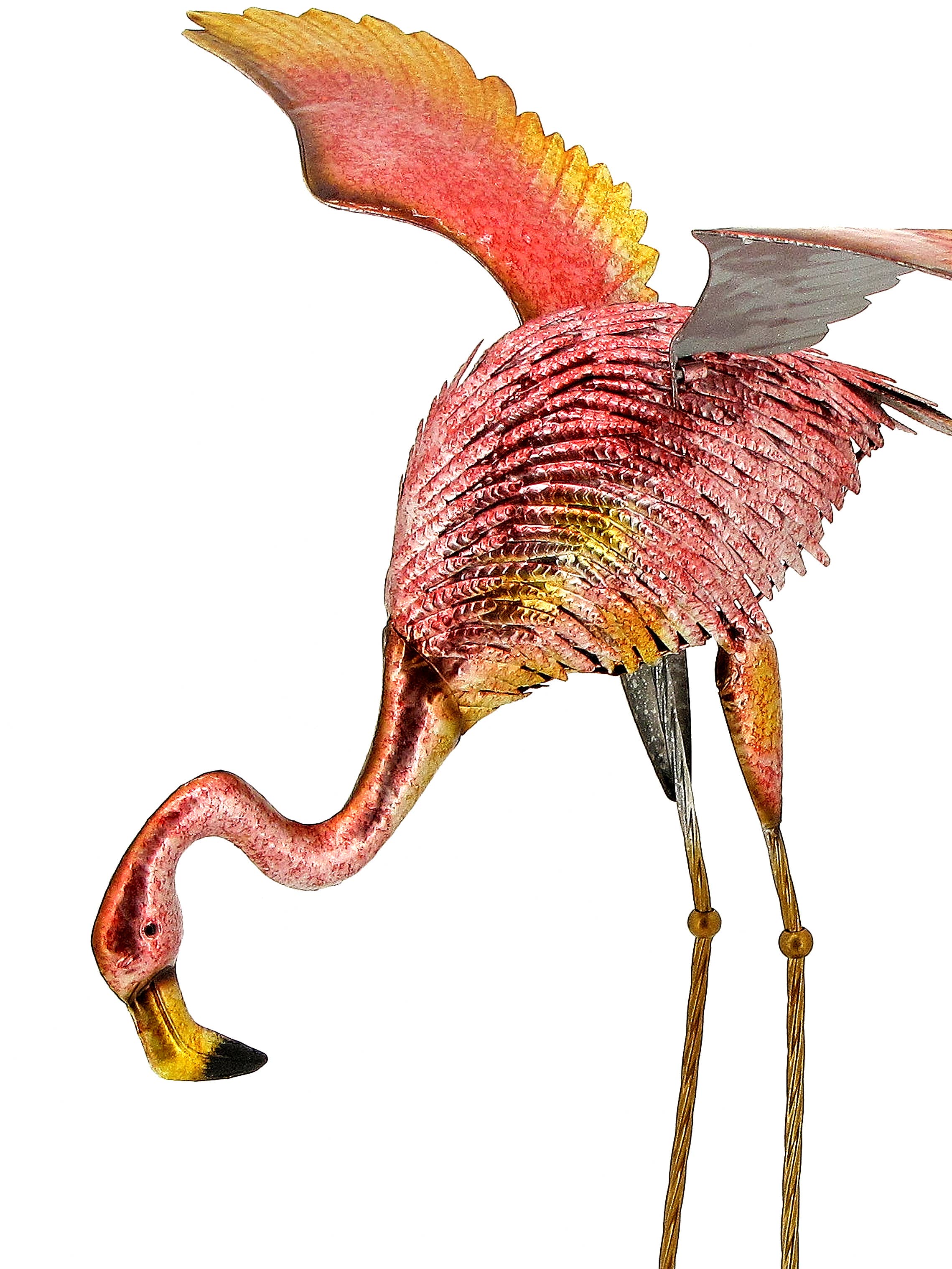 Zaer Ltd. International - Vente Bibelots/décorations d'extérieur - Décorations d'extérieur en forme de flamant rose métallisé en fer de 42 po de haut7