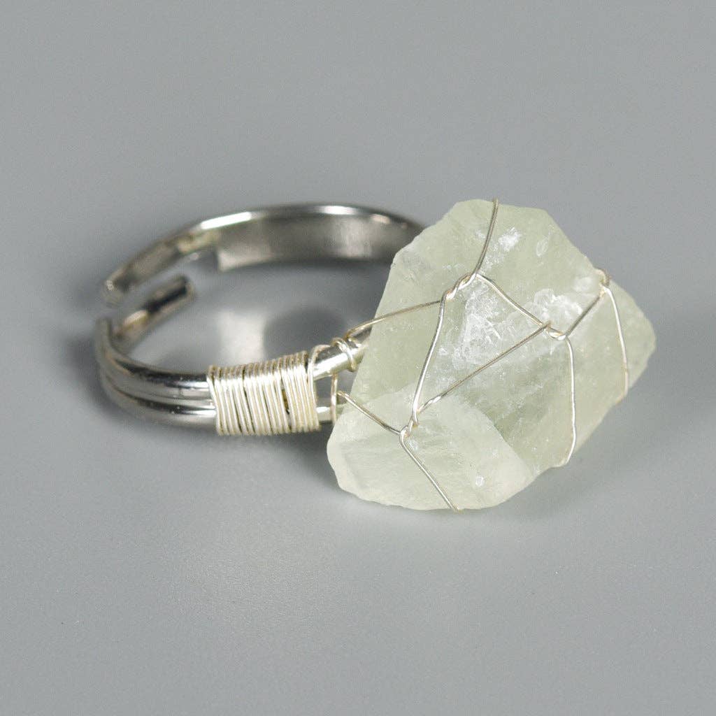 Mio Queena - Wholesale Cocktail/Statement Ring - Natural Irregular Rough Stone Wound Copper Wire Ring11