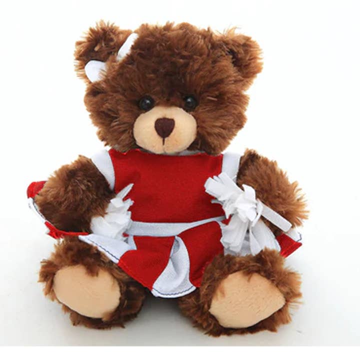 Chocolate cheerleader w/ red and white dress for wholesale by Plushland
