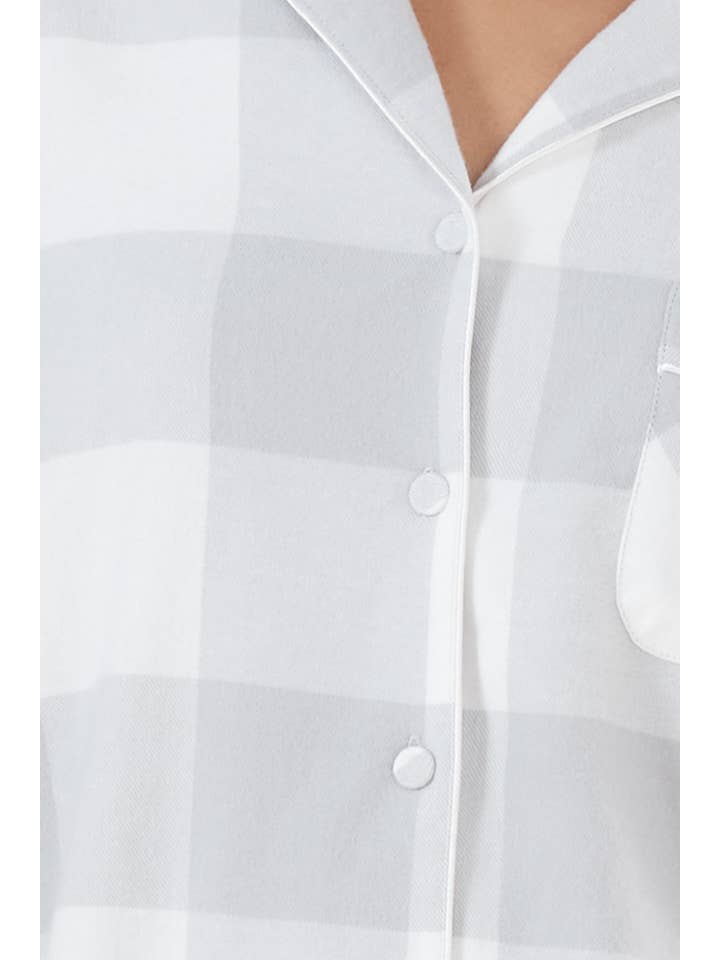 Brushed Cotton Long Pyjama Set - Emery Grey Buffalo Check for wholesale on Faire5