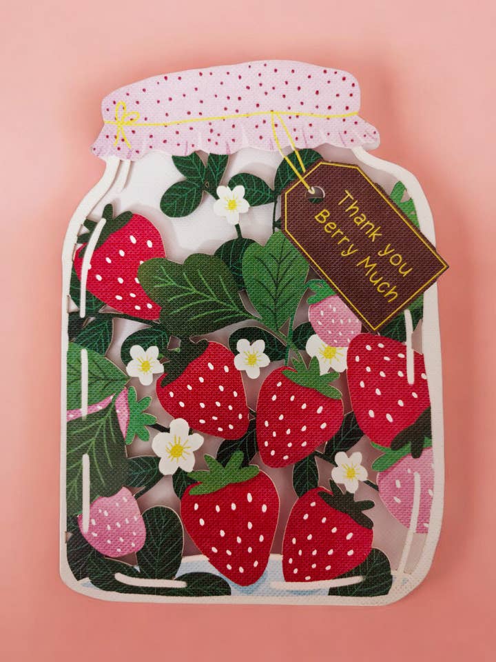 THANK YOU DIECUT BERRY GREETING CARD ALLJOY for wholesale by Notes & Queries, Inc.