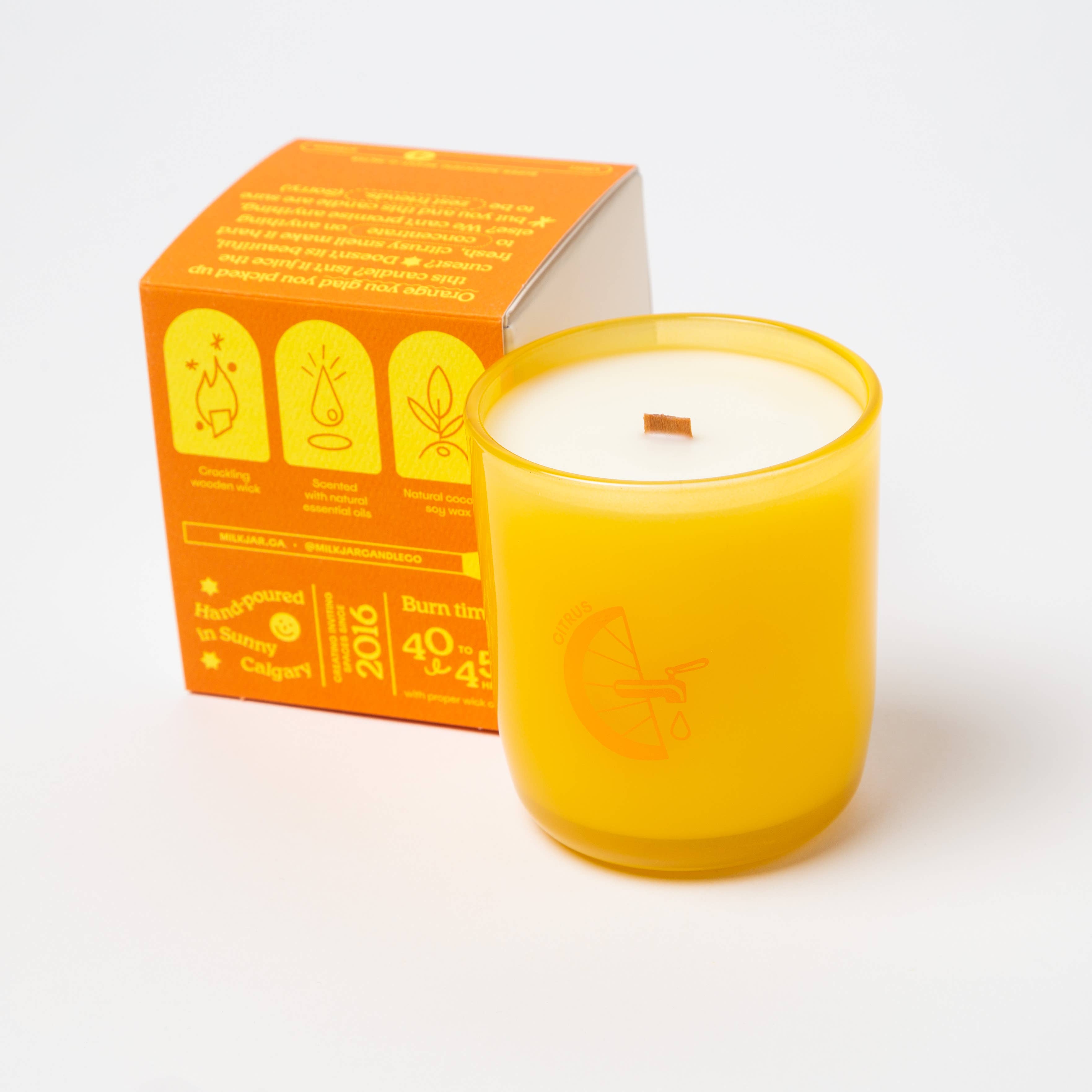 Milk Jar Candle Co. - Vente Bougie en bocal - Bougie à l’huile essentielle Citrus et cire soja noix de coco 226 g2