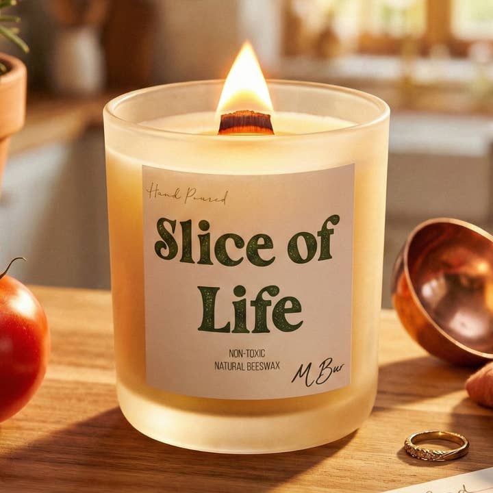 Scheibe des Lebens - 12 oz. Frostglas-Bienenwachskerze für den Großhandel von M Bur Candle Co.