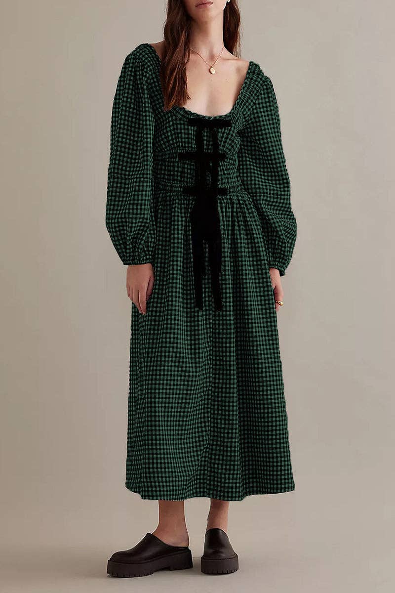 Mccolin – Großhandel Kleid – Damen – Gingham-Kleid mit Puffärmeln im Casual-Stil5