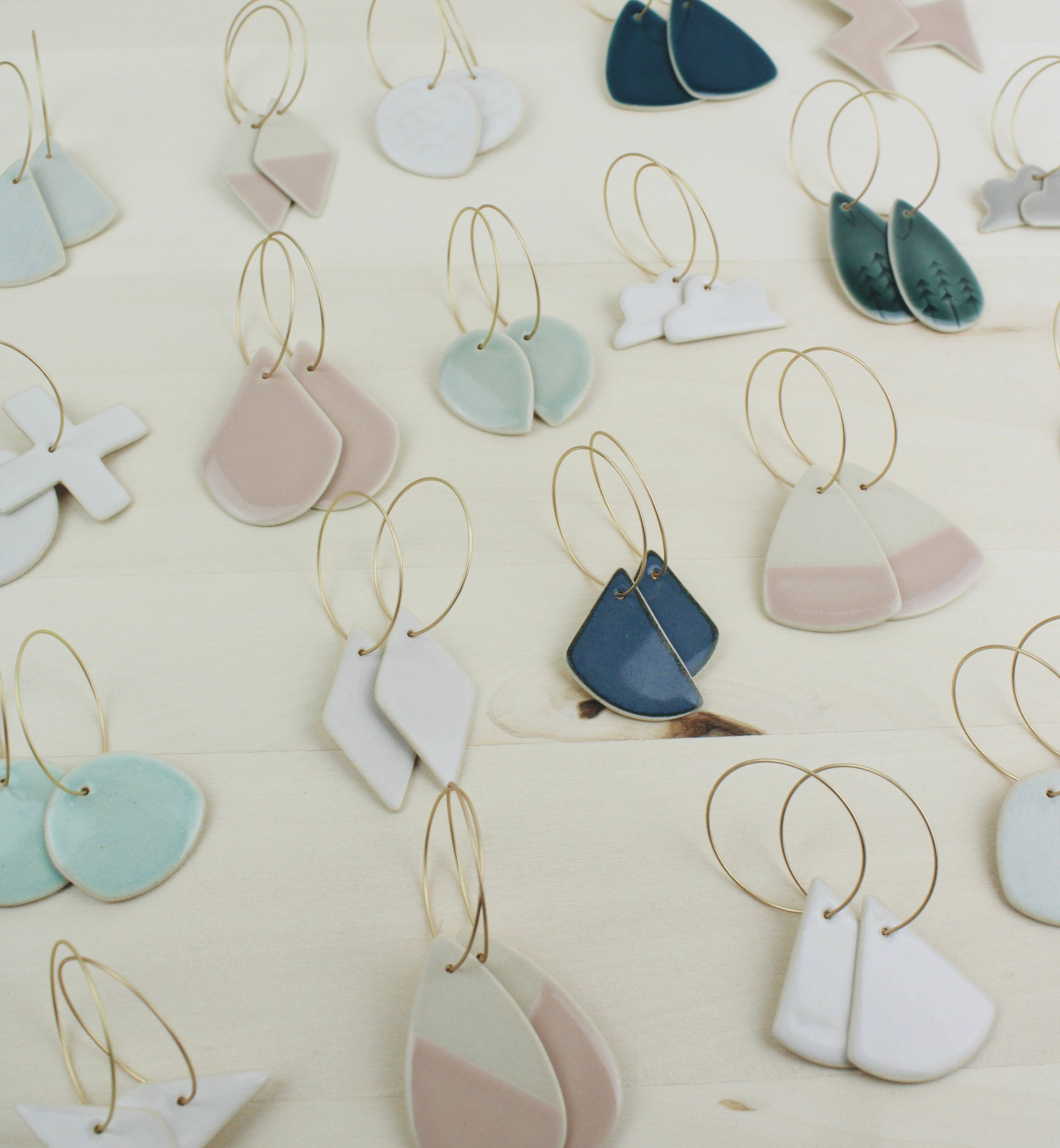 Wishbone Pottery - Wholesale Hoop Earrings - Handcrafted Stoneware Clay Earrings | Variety Pack of 202