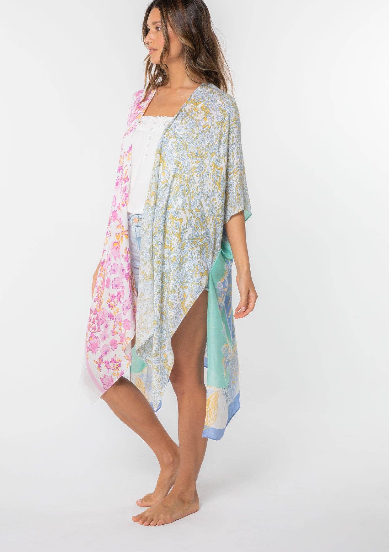 Lovestitch - Wholesale Kimono - Women's - Floral Multi Bohemian Open Front Kimono11