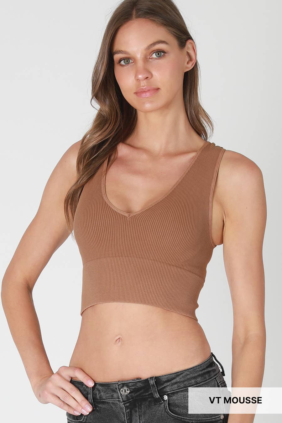 NIKIBIKI - Wholesale Knit Top - Women's - NS8192 - Vintage Plunge V-Neck Seamless Crop Top5