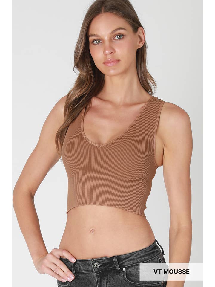 NIKIBIKI - Wholesale Knit Top - Women's - NS8192 - Vintage Plunge V-Neck Seamless Crop Top5