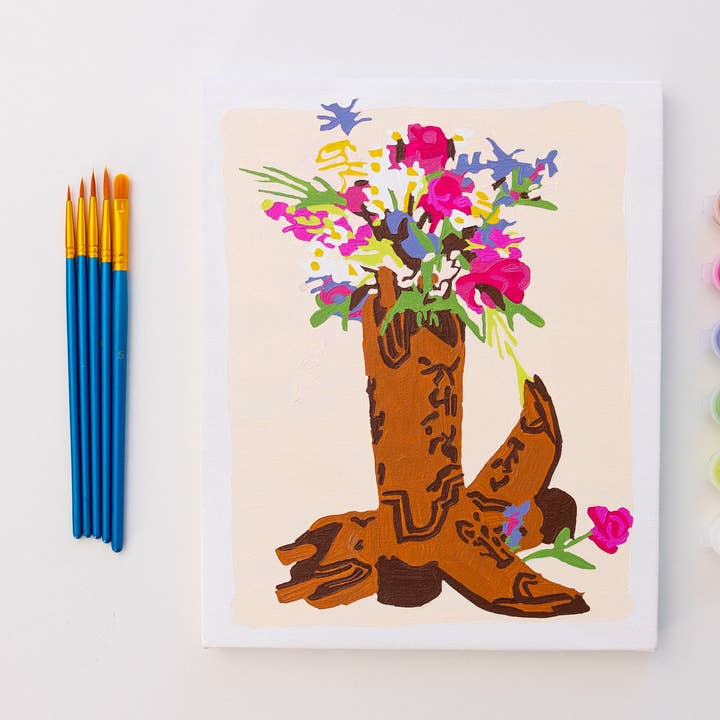 Cowboy Boots and Flowers by Nysha Lilly Paint by Numbers Framed Mini for wholesale by paint anywhere