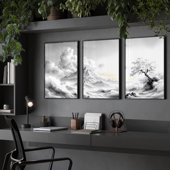 Framed Wall Art Sets of 3 | Set of 3 Asian Inspired Wall art Prints for wholesale by About Wall Art