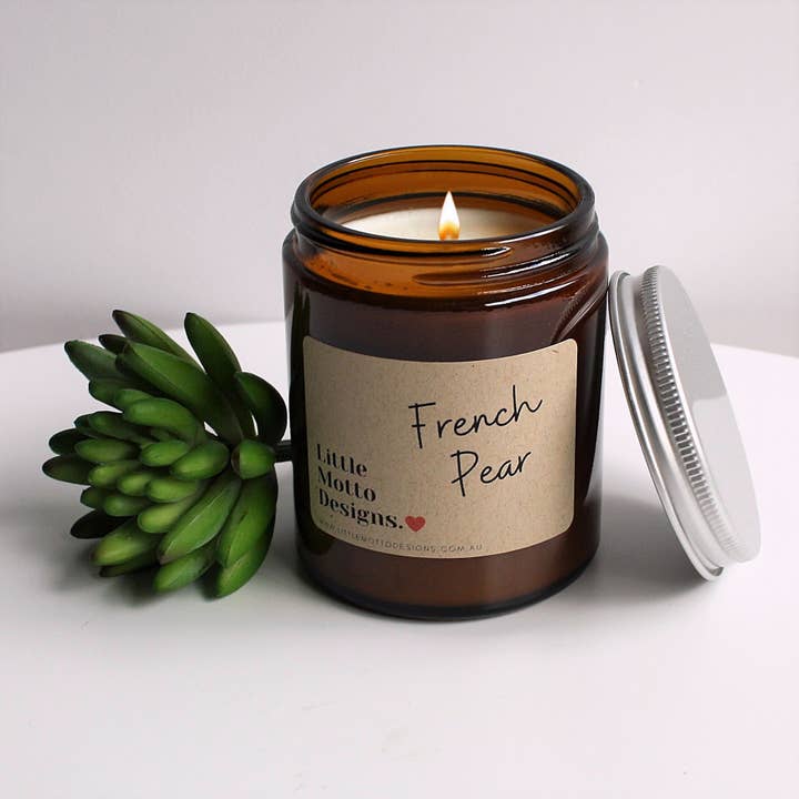 Little Motto Designs - Wholesale Jar/Filled Candle - 14 FRAGRANCES | 2 SIZES | Amber Boxed Candle Jar