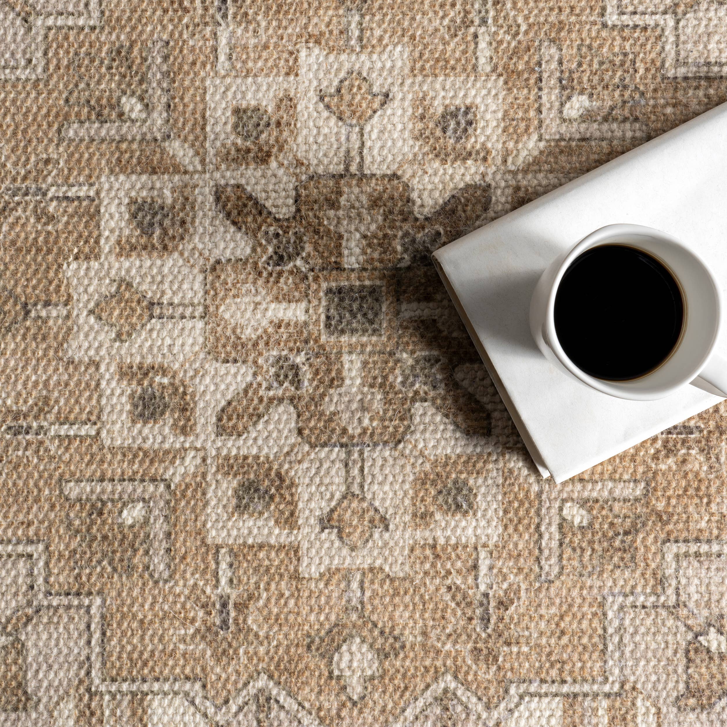 Brown Evermore Medallion Wool and Cotton Area Rug for wholesale on Faire4