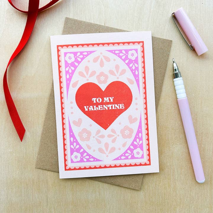 'To My Valentine' Recycled Coffee Cup Card for wholesale by Coffee Cup Cards