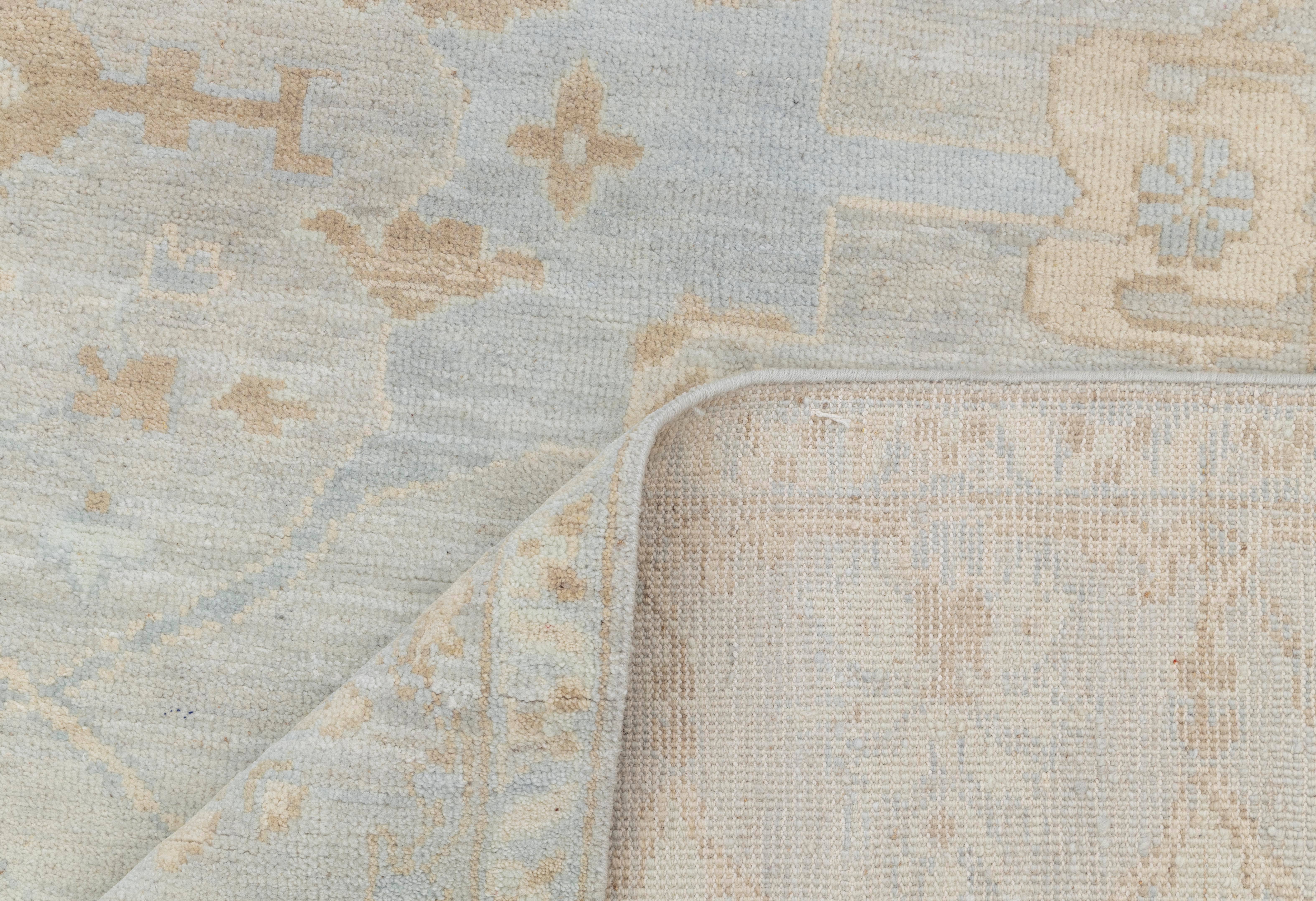 Aesthetic Homes LLC - Wholesale Area Rug - Silver Grey Blue Modern Oushak Rug – Hand Knotted Wool 17006