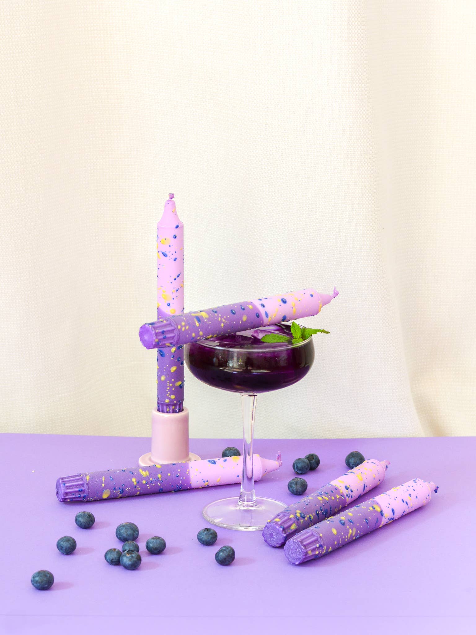 Nordtrice - Wholesale Tapered Candle/Candlestick - Taper candles- Summer Party / Purple Grapes & Confetti8