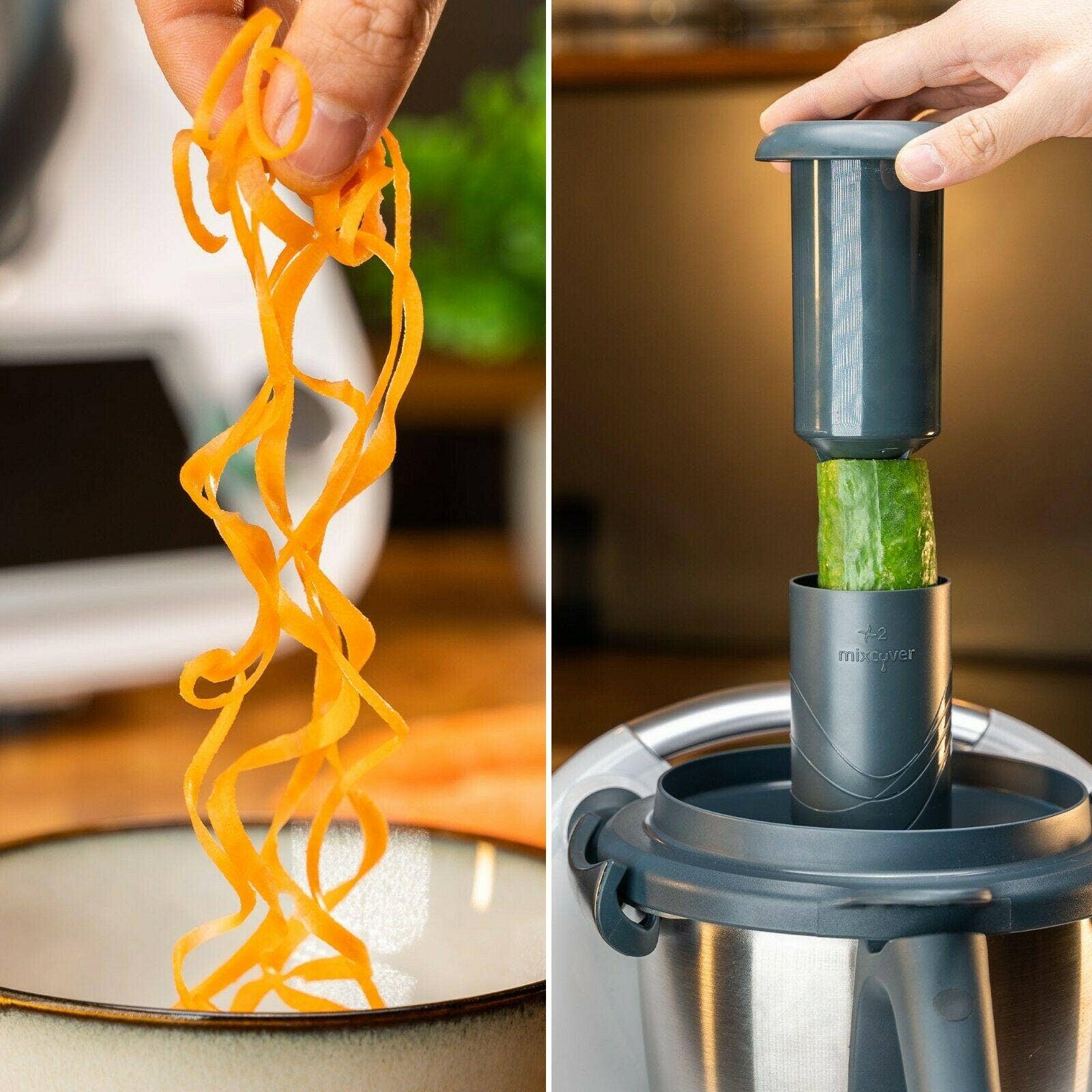 Mixcover GmbH – Engroshandel Køkkenredskab – Mixcover spiraludskærer til grøntsagsnudler kompatibel med Thermomix TM6 og TM58