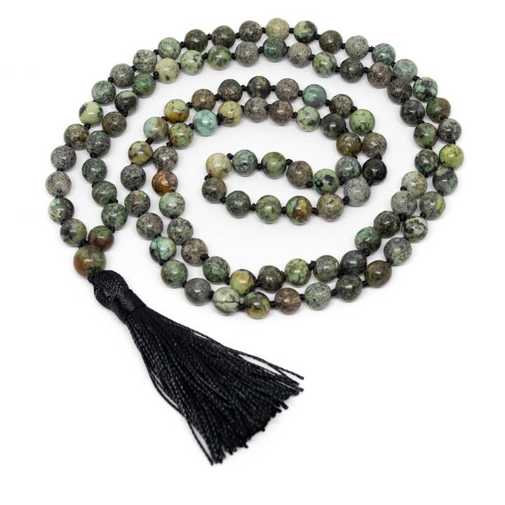 Namu Baru Inc. - Wholesale Prayer Beads Necklace - African Turquoise Knotted 108 Mala - Prayer Beads - 8mm
