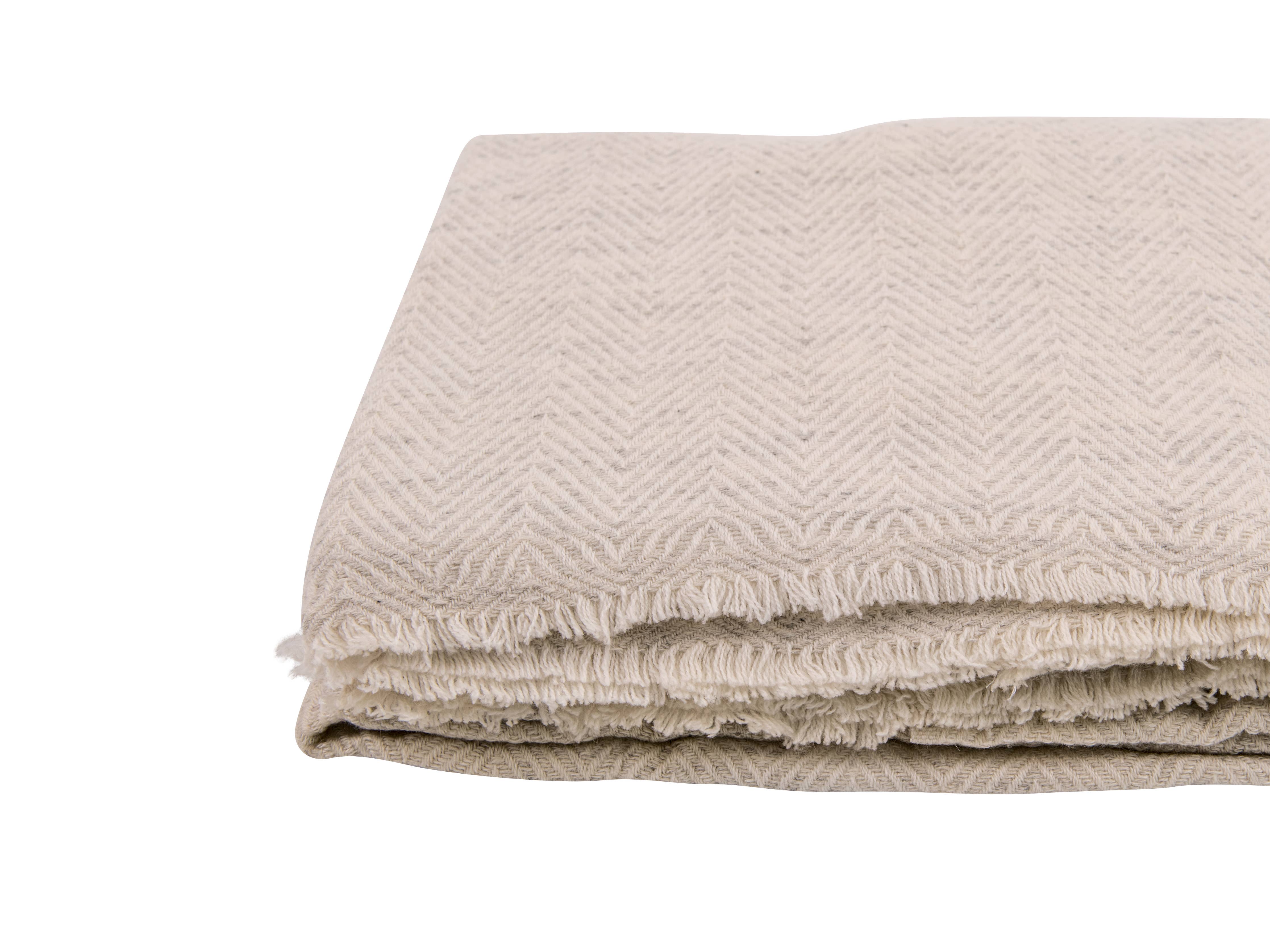 yanopurna - Wholesale Throw Blanket - Cashmere blanket with large herringbone - white-grey7