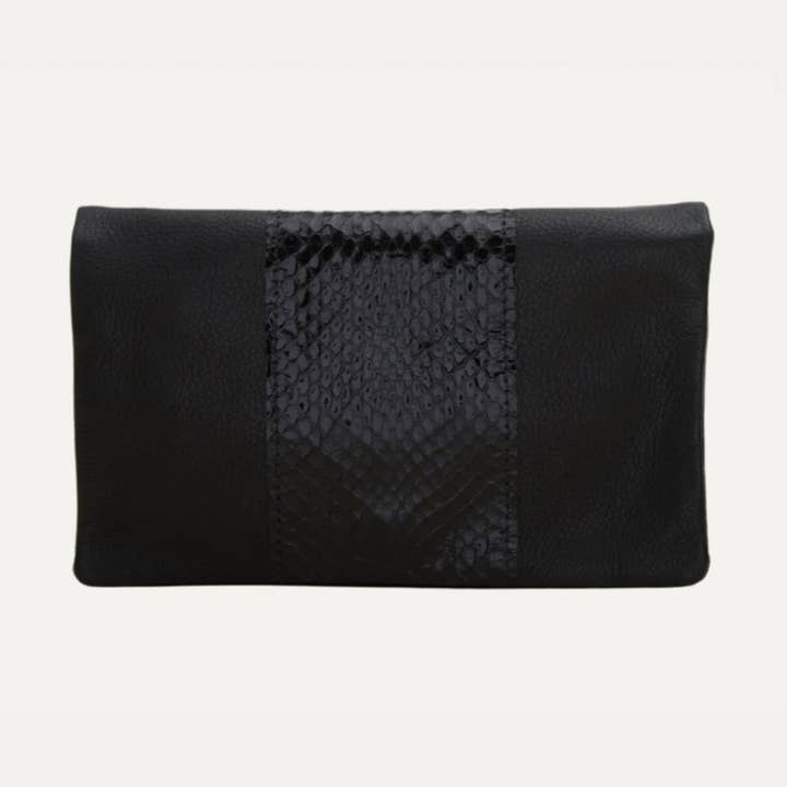 Riemtas | Zwart + zwarte streep met slangenprint „The San Fran” voor wholesale door Paulyjen