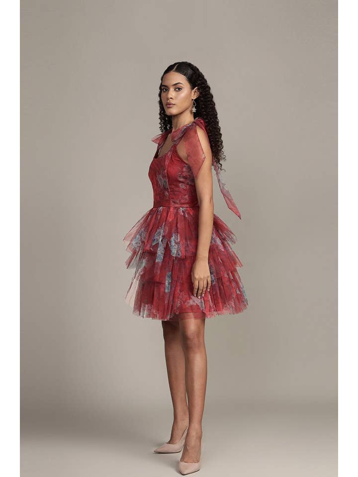 Sava Mini Dress in Red Print for wholesale on Faire