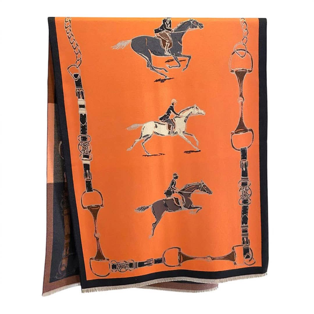 JPC Equestrian - Wholesale Scarf - Women's - AWST Int'l Hunter Horses Acrylic Cashmere Scarf