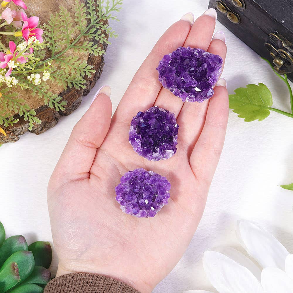 Natures Artifacts Inc - Wholesale Spiritual Stone/Crystal - Flat Back Amethyst Cluster Crystal (Grade A) Small2