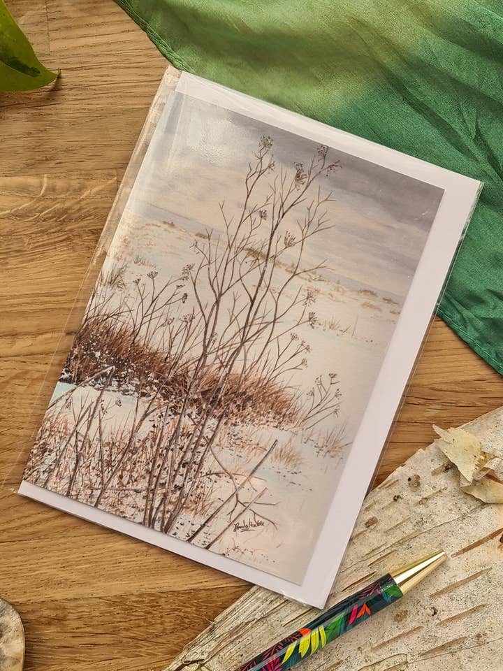 Seedheads in the Snow - Greetings Card for wholesale by At the Cherry Tree