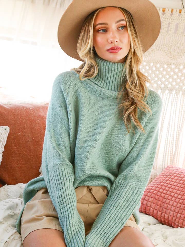 Vine & Love - Vendita all'ingrosso Maglione tricot - Donna - Maglione a Collo Alto Morbido Perfetto in Maglia Unita VT31723-1