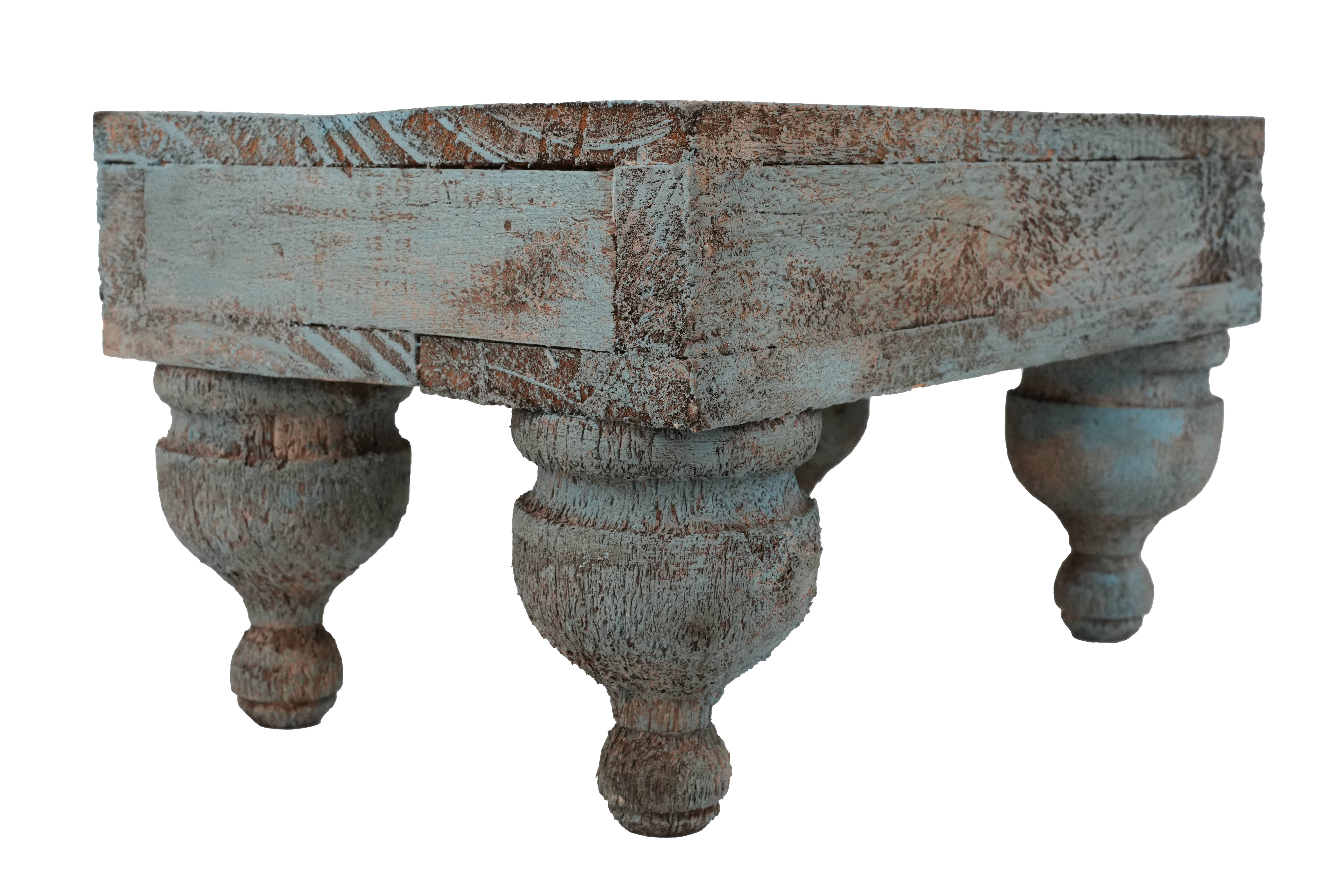 My Amigos Imports - Wholesale Decorative Tabletop Object - Dixon Table-Display-Reclaimed Wood-12x8x7-Turquoise-Dixon1