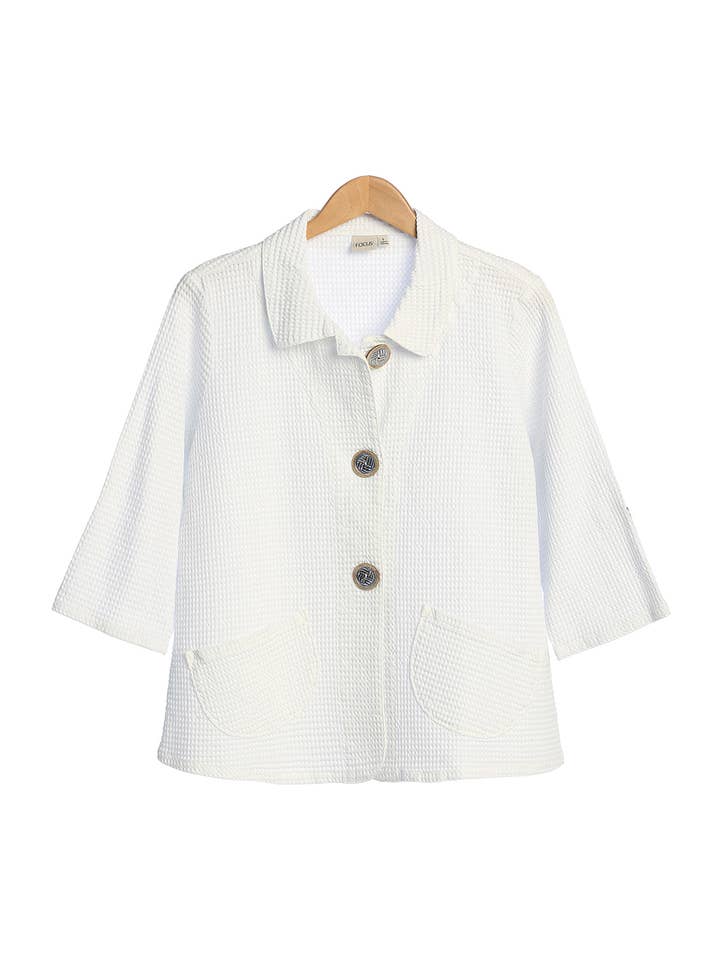 Focus Fashion - Vente Veste – femme - Petite veste gaufrée à manches 3/4 - SW2343