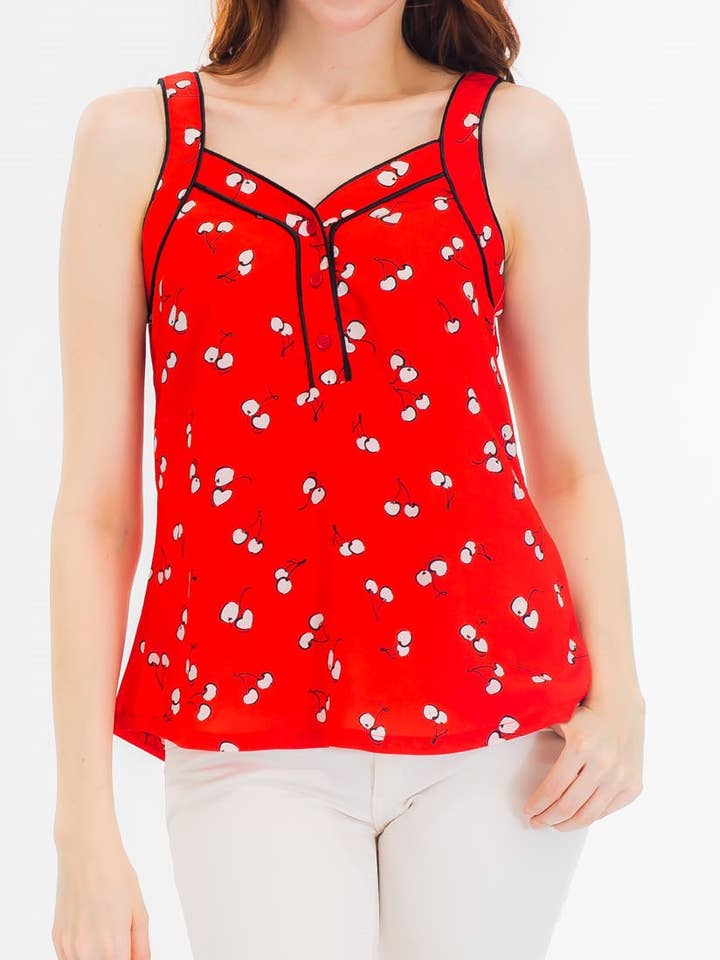 Women's Delightful Cherry Print Blouse JT2462 for wholesale by Tulip.B