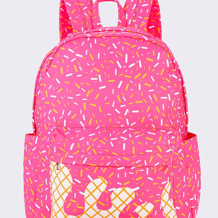 sassy kids palace - Wholesale Backpack - Kids - Pink Ice Cream Drip Kids Canvas Backpack0