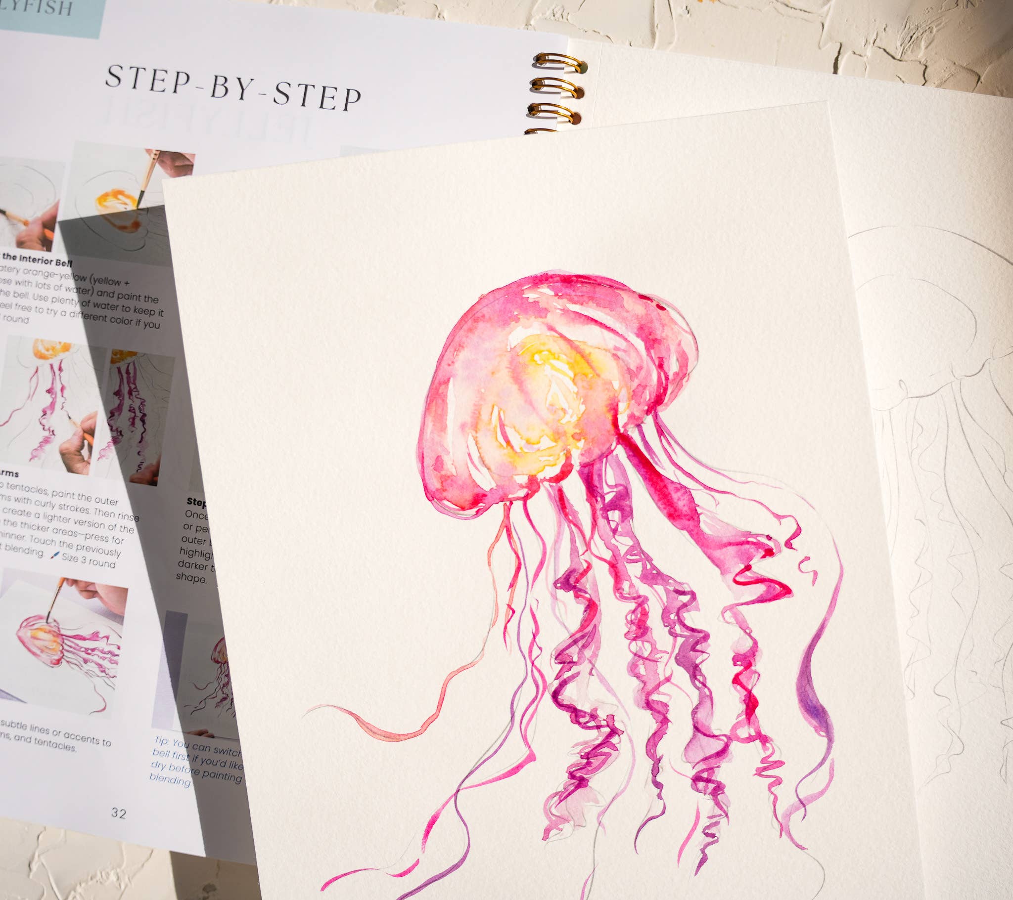 Jean Choe Art & Design - Wholesale Sketchbook/Sketchpad - Watercolor Workbook: Seashores & Ocean Outlined Designs10