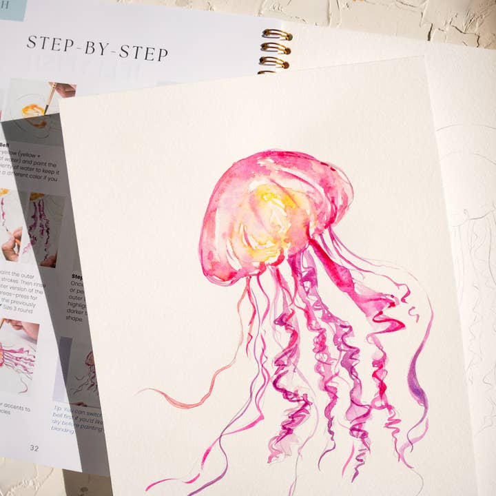 Jean Choe Art & Design - Wholesale Sketchbook/Sketchpad - Watercolor Workbook: Seashores & Ocean Outlined Designs10