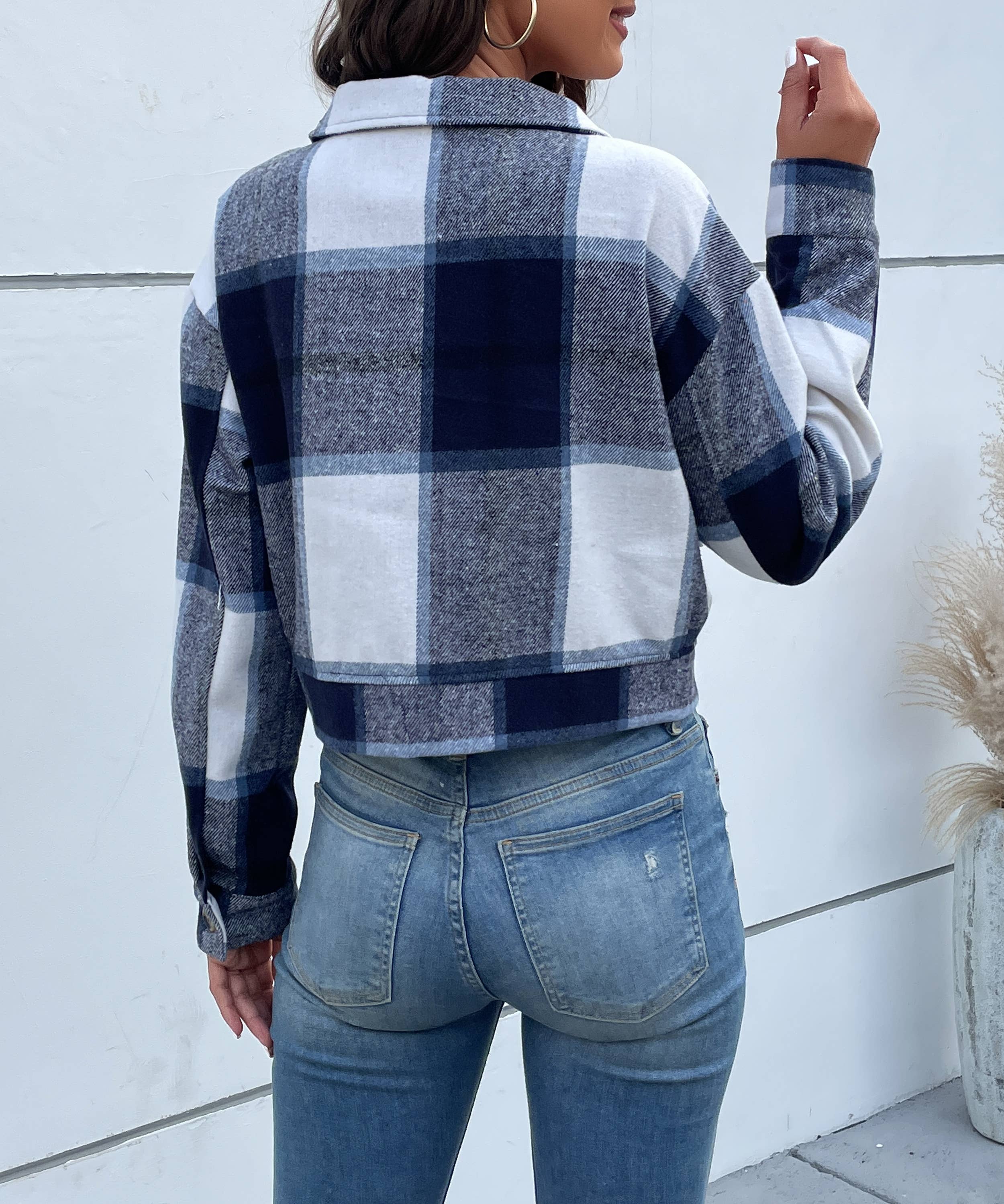 Masyal – wholesale Shirt Jacket/Shacket - Women’s – Women's autumn and winter  plaid long-sleeved shirt jacket5