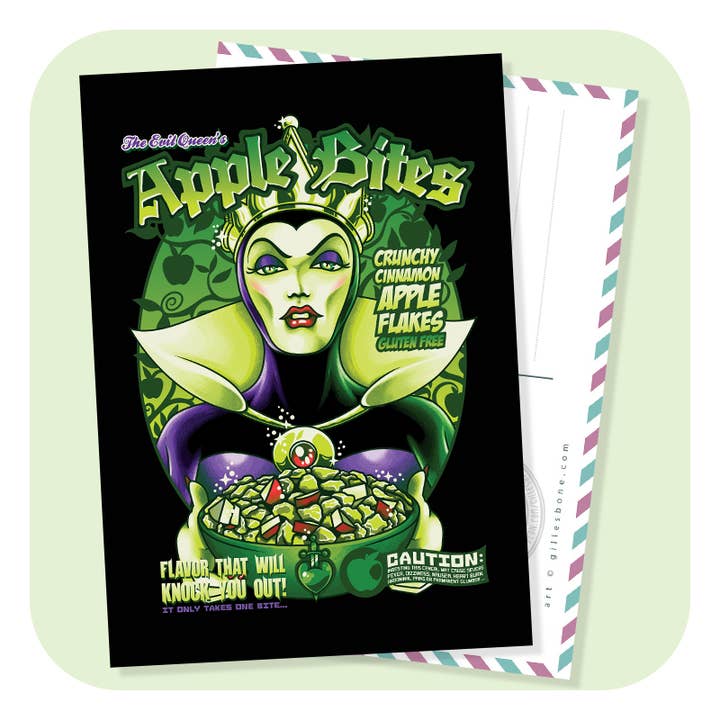 Apple Bites Postkarte für den Großhandel von Gilles Bone Illustrations