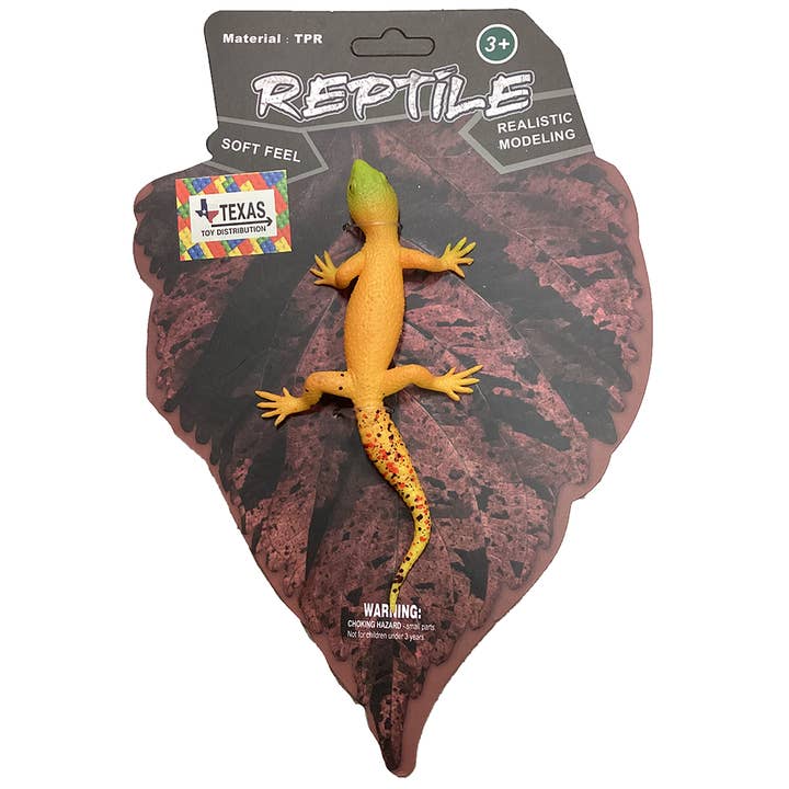 Leopard Gecko mjuk gummi reptilfigur på peggbart bräde för wholesale av Texas Toy Distribution