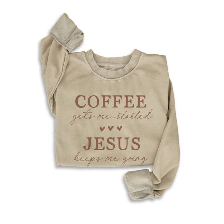 HRTandLUV - Wholesale Graphic Sweatshirt - Women's - COFFEE JESUS MINERAL SWEATSHIRTS