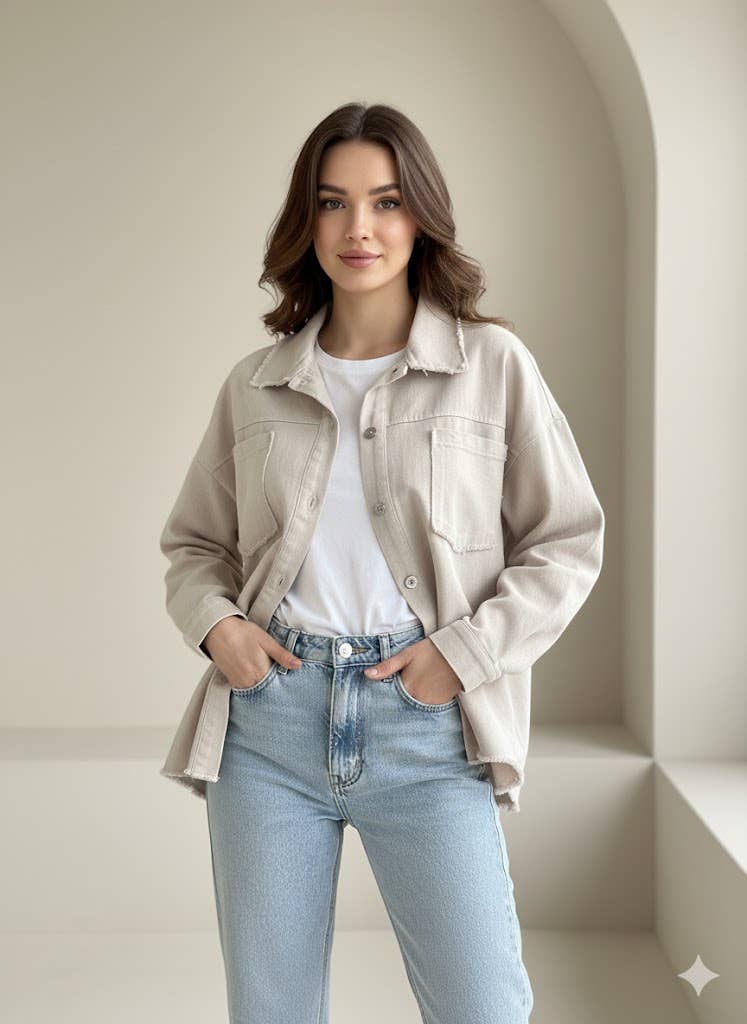 Ecru Veste Oversize Artistique en vente sur Faire2