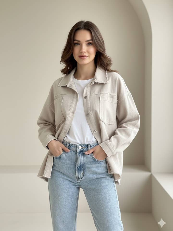 Ecru Artistic Oversized Jacket for wholesale on Faire2