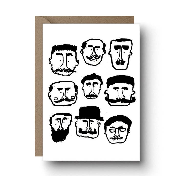 Moustache Men Card för wholesale av Abigail Burch