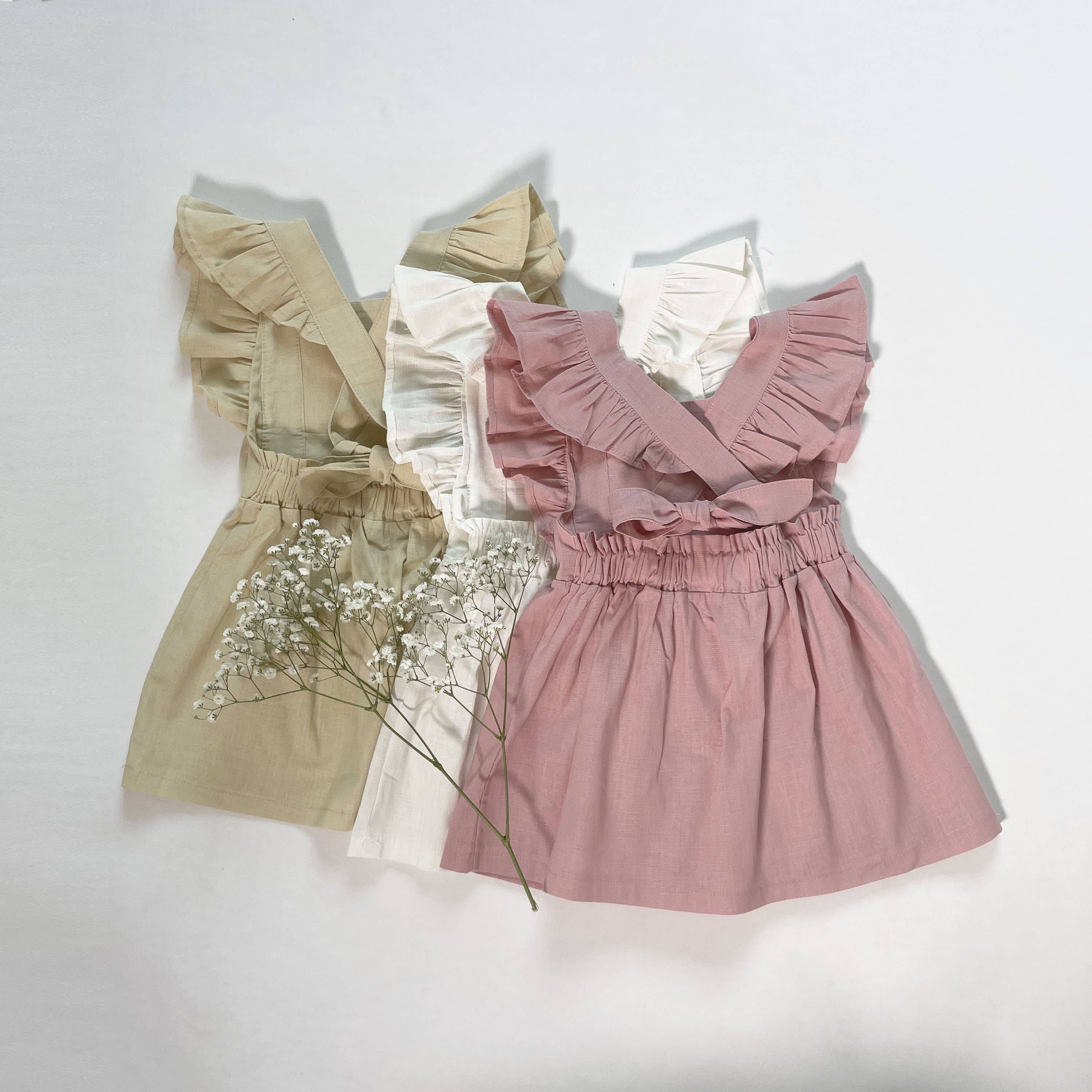 La Fillette Accessories - Wholesale Dress - Kids - Ruffle Straps Dress Dusty Pink4