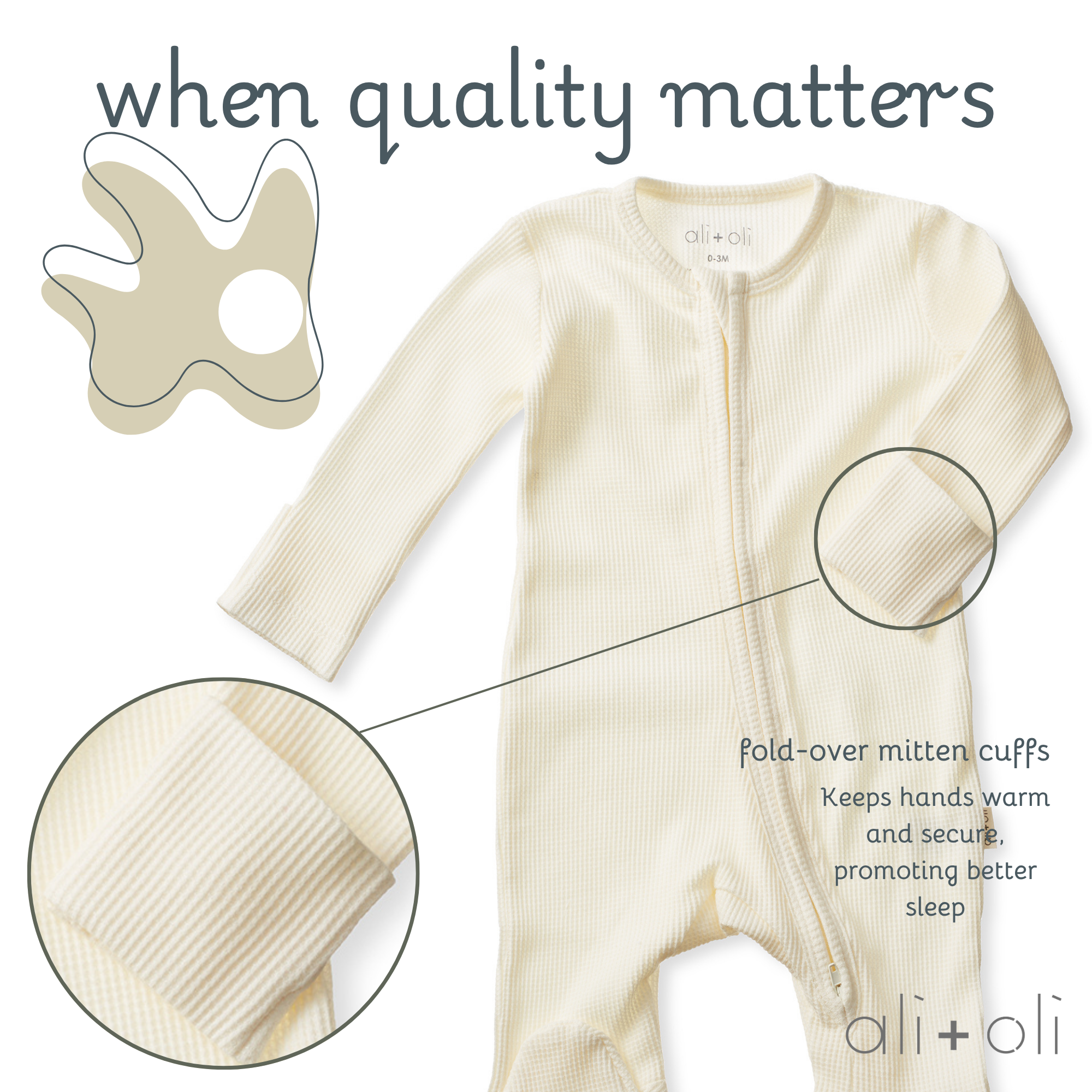 Ali+Oli - Wholesale Clothing Set - Baby - Baby Footie 2-Way Zipper – Organic Cotton Waffle Knit4