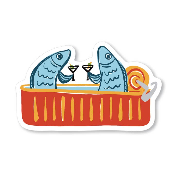Sardini Martini Sticker | Tinned Fish for wholesale by Finch and Flourish Paper Goods