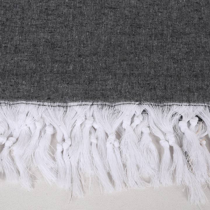 Organic Turkish Towels - Wholesale Beach towel - Embroidered Monogrammed Black Striped Beach Towel3