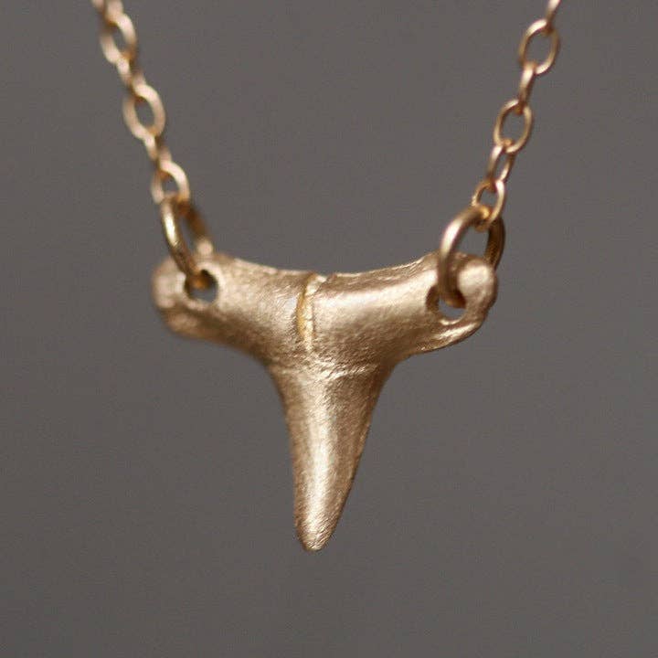 Baby Shark Tooth Necklace in 14k Gold for wholesale by Michelle Chang
